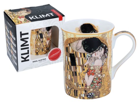 KUBEK CERAMICZNY - G.Klimt Pocałunek kremowe tło CARMANI