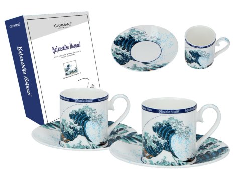 Kpl. 2 filiżanek espresso - Hokusai Katsushika, Wielka fala w Kanagawie (CARMANI)