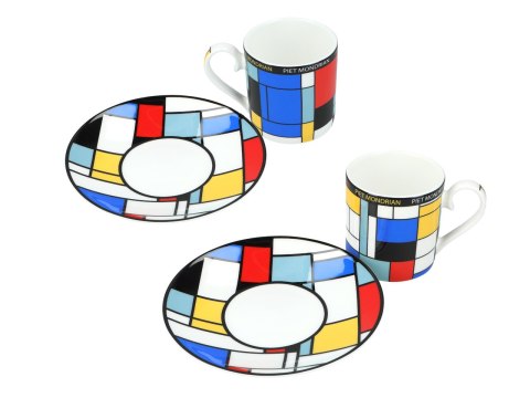 Kpl. 2 filiżanek espresso - P. Mondrian, Composition A (CARMANI)