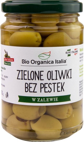 OLIWKI ZIELONE BEZ PESTEK W ZALEWIE BIO 280 g (160 g) (SŁOIK) - BIO ORGANICA ITALIA