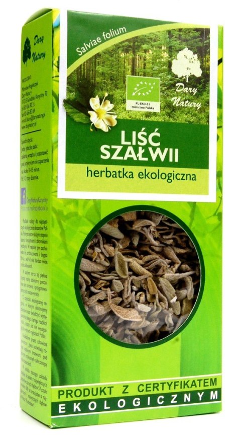 HERBATKA LIŚĆ SZAŁWII BIO 25 g - DARY NATURY