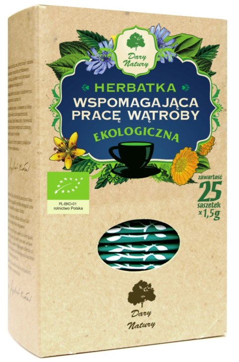 HERBATKA WSPOMAGAJĄCA PRACĘ WĄTROBY BIO (25 x 1,5 g) 37,5 g - DARY NATURY