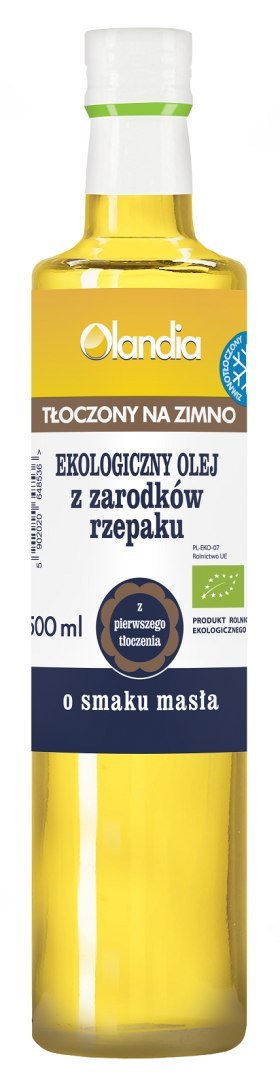 OLEJ Z ZARODKÓW RZEPAKU O SMAKU MASŁA TŁOCZONY NA ZIMNO BIO 500 ml - OLANDIA