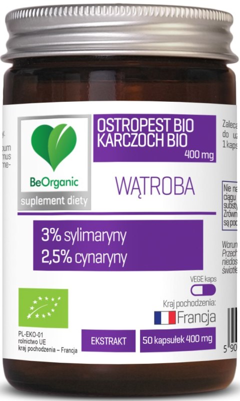 OSTROPEST + KARCZOCH EKSTRAKT BIO 50 KAPSUŁEK - BE ORGANIC