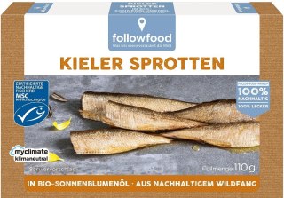 SZPROTY WĘDZONE MSC W BIO OLEJU SŁONECZNIKOWYM 110 g (80 g) - FOLLOWFOOD