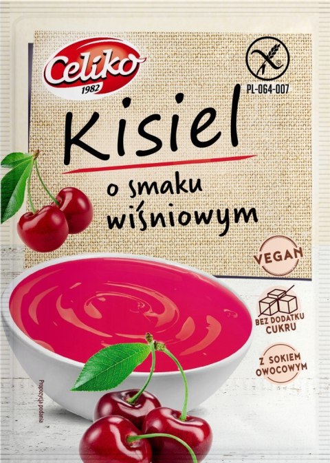 KISIEL O SMAKU WIŚNIOWYM BEZ DODATKU CUKRU BEZGLUTENOWY 40 g - CELIKO