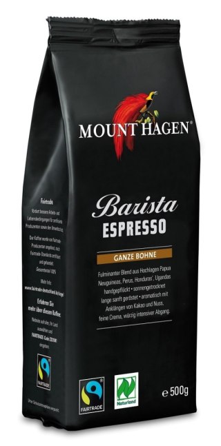 KAWA ZIARNISTA ARABICA/ROBUSTA BARISTA ESPRESSO FAIR TRADE BIO 500 g - MOUNT HAGEN