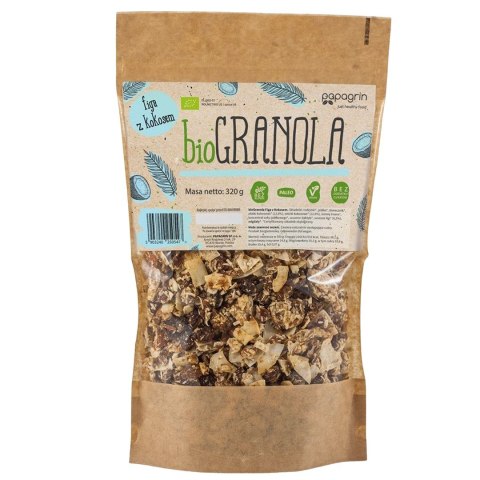 GRANOLA FIGA Z KOKOSEM BEZ DODATKU CUKRÓW BEZGLUTENOWA BIO 320 g - PAPAGRIN