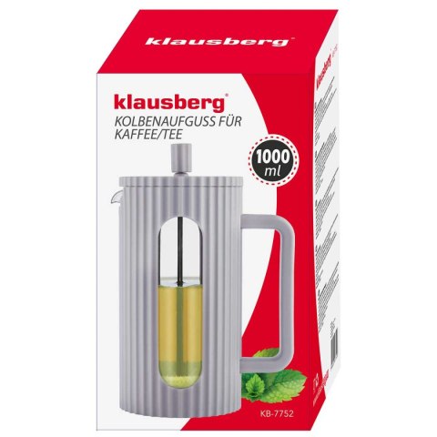 ZAPARZACZ TŁOKOWY DO KAWY/HERBATY 1000ml KLAUSBERG KB-7752 SZARY