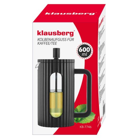 ZAPARZACZ TŁOKOWY DO KAWY/HERBATY 600ml KLAUSBERG KB-7746 CZARNY