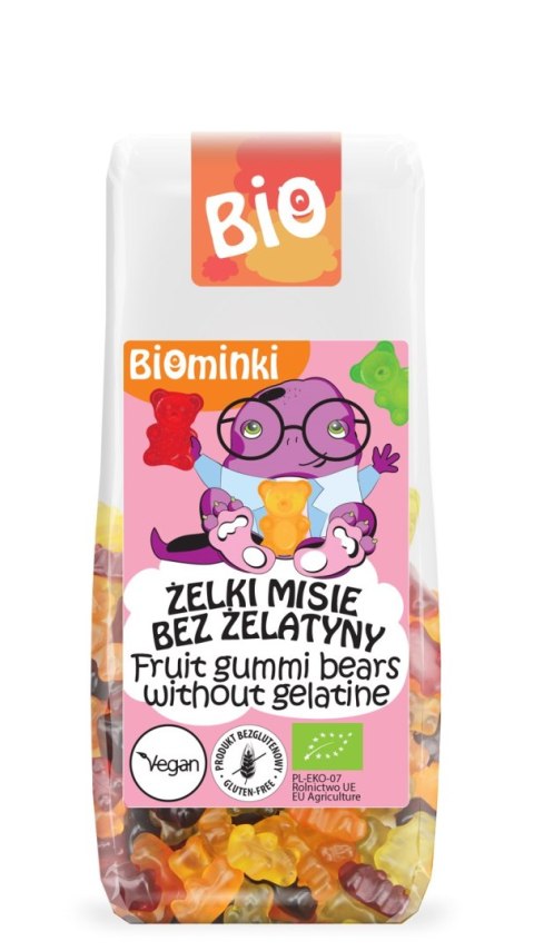 ŻELKI MISIE BEZ ŻELATYNY BEZGLUTENOWE BIO 100 g - BIOMINKI