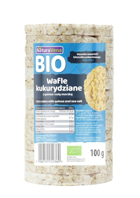 WAFLE KUKURYDZIANE Z QUINOA I SOLĄ MORSKĄ BIO 100 g - NATURAVENA