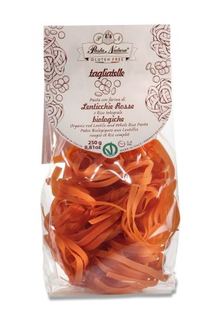 MAKARON (Z SOCZEWICY CZERWONEJ I BRĄZOWEGO RYŻU) TAGLIATELLE BEZGLUTENOWY BIO 250 g - PASTA NATURA