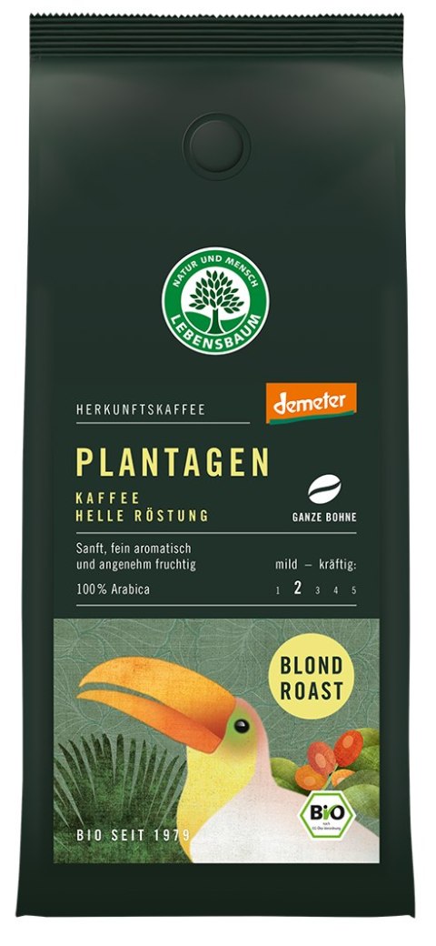 KAWA ZIARNISTA ARABICA JASNOPALONA 100 % BLOND ROAST DEMETER BIO 250 g - LEBENSBAUM