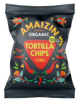 CHIPSY TORTILLA KUKURYDZIANE CHILI BEZGLUTENOWE BIO 75 g - AMAIZIN