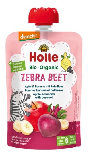 MUS BURACZANA ZEBRA (JABŁKO - BANAN - BURAK) BEZ DODATKU CUKRÓW OD 6 MIESIĄCA DEMETER BIO 100 g - HOLLE