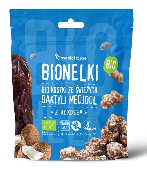 KOSTKI DAKTYLOWE Z WIÓRKAMI KOKOSOWYMI BEZGLUTENOWE BIO 50 g - ORGANICHOUSE (BIONELKI)