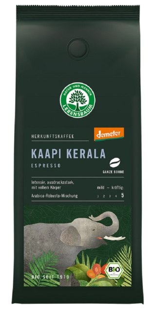 KAWA ZIARNISTA ARABICA/ROBUSTA KAAPI KERALA ESPRESSO DEMETER BIO 250 g - LEBENSBAUM