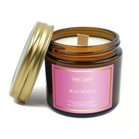 ŚWIECA SOJOWA ZAPACHOWA Z DREWNIANYM KNOTEM MAGNOLIA 120 ml - YOUR CANDLE ŚWIECA SOJOWA ZAPACHOWA Z DREWNIANYM KNOTEM MAGNOLIA 120 ml - YOUR CANDLE