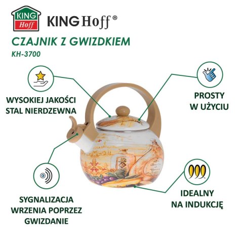 CZAJNIK EMALIOWANY 2L Z GWIZDKIEM KINGHOFF KH-3700 CZAJNIK EMALIOWANY 2L Z GWIZDKIEM KINGHOFF KH-3700