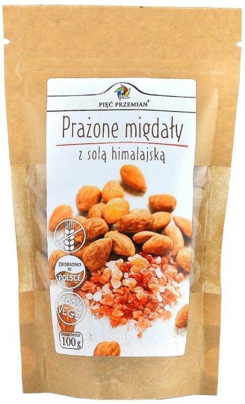 MIGDAŁY PRAŻONE Z SOLĄ KŁODAWSKĄ BEZGLUTENOWE 100 g - PIĘĆ PRZEMIAN MIGDAŁY PRAŻONE Z SOLĄ KŁODAWSKĄ BEZGLUTENOWE 100 g - PIĘĆ PRZEMIAN