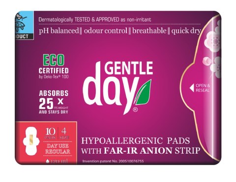 PODPASKI HIGIENICZNE Z PASKIEM ANIONOWYM NA DZIEŃ 10 szt. - GENTLE DAY PODPASKI HIGIENICZNE Z PASKIEM ANIONOWYM NA DZIEŃ 10 szt. - GENTLE DAY