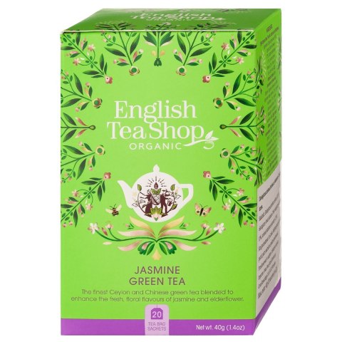 HERBATA ZIELONA Z JAŚMINEM I DZIKIM BZEM BIO (20 x 2 g) 40 g - ENGLISH TEA SHOP ORGANIC HERBATA ZIELONA Z JAŚMINEM I DZIKIM BZEM BIO (20 x 2 g) 40 g - ENGLISH TEA SHOP ORGANIC