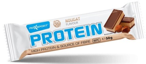 BATON PROTEINOWY O SMAKU NUGATOWYM W MLECZNEJ CZEKOLADZIE BEZGLUTENOWY 50 g - MAXSPORT