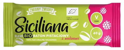 BATON PISTACJOWY Z MALINAMI SICILIANA RAW BEZGLUTENOWY BIO 40 g - ZMIANY ZMIANY BATON PISTACJOWY Z MALINAMI SICILIANA RAW BEZGLUTENOWY BIO 40 g - ZMIANY ZMIANY