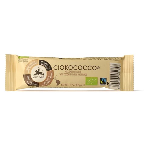 BATON Z NADZIENIEM KOKOS - MANGO - CHRUPKI ZBOŻOWE W POLEWIE Z MLECZNEJ CZEKOLADY FAIR TRADE BIO 33 g - ALCE NERO BATON Z NADZIENIEM KOKOS - MANGO - CHRUPKI ZBOŻOWE W POLEWIE Z MLECZNEJ CZEKOLADY FAIR TRADE BIO 33 g - ALCE NERO