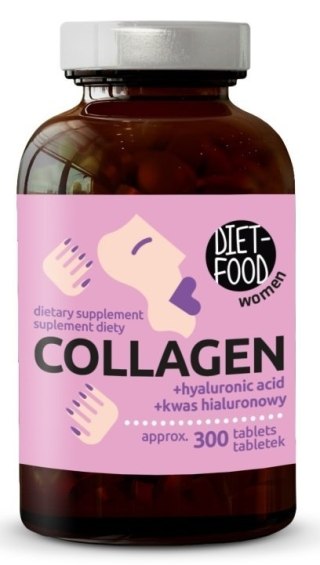 KOLAGEN WOŁOWY Z KWASEM HIALURONOWYM 300 TABLETEK - DIET-FOOD