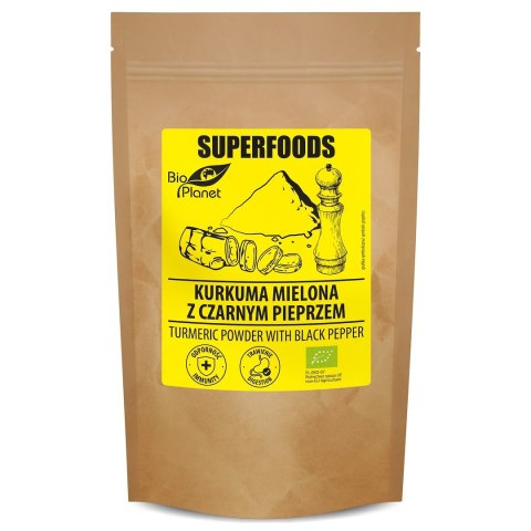 KURKUMA MIELONA Z CZARNYM PIEPRZEM BIO 200 g - BIO PLANET SUPERFOODS KURKUMA MIELONA Z CZARNYM PIEPRZEM BIO 200 g - BIO PLANET SUPERFOODS