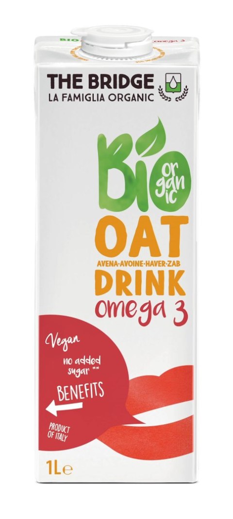 NAPÓJ OWSIANY OMEGA-3 BEZ DODATKU CUKRÓW BEZGLUTENOWY BIO 1 L - THE BRIDGE NAPÓJ OWSIANY OMEGA-3 BEZ DODATKU CUKRÓW BEZGLUTENOWY BIO 1 L - THE BRIDGE