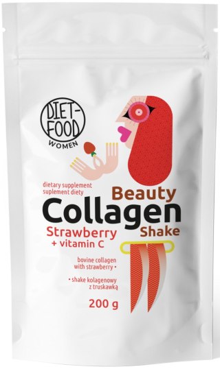 SHAKE KOLAGENOWY Z WITAMINĄ C I TRUSKAWKĄ 200 g - DIET-FOOD (WOMEN)