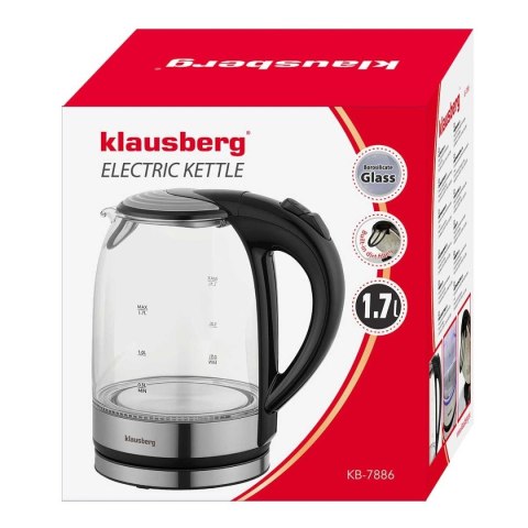 CZAJNIK ELEKTRYCZNY SZKLANY 1,7L KLAUSBERG KB-7886 LED