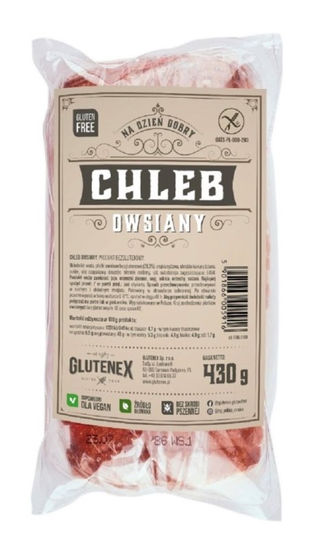 CHLEB OWSIANY KROJONY BEZGLUTENOWY 430 g - GLUTENEX CHLEB OWSIANY KROJONY BEZGLUTENOWY 430 g - GLUTENEX