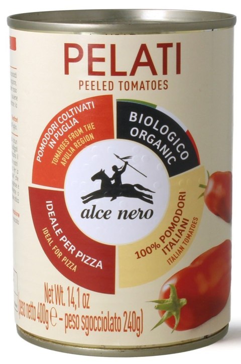 POMIDORY PELATI BEZ SKÓRY BIO 400 g (240 g) - ALCE NERO
