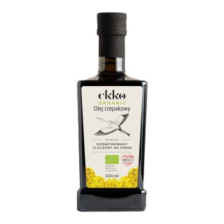 OLEJ RZEPAKOWY TŁOCZONY NA ZIMNO OMEGA-3 BIO 500 ml - EKKO