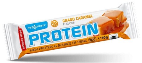 BATON PROTEINOWY O SMAKU KARMELOWYM W POLEWIE KAKAOWEJ BEZGLUTENOWY 50 g - MAXSPORT