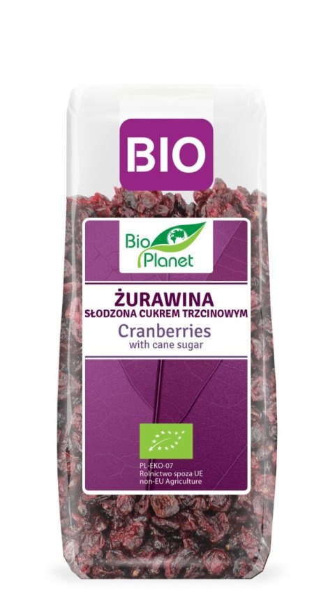 ŻURAWINA SŁODZONA CUKREM TRZCINOWYM BIO 100 g - BIO PLANET
