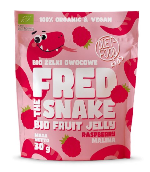 ŻELKI MALINA BEZ ŻELATYNY BIO 30 g - DIET-FOOD (FRED THE SNAKE)