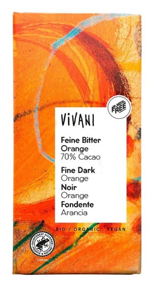 CZEKOLADA GORZKA O SMAKU POMARAŃCZOWYM BIO 80 g - VIVANI