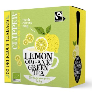 HERBATA ZIELONA Z CYTRYNĄ FAIR TRADE BIO (50 x 1,85 g) 92,5 g - CLIPPER