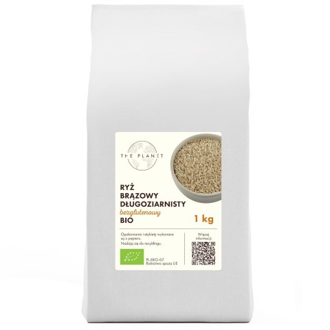 RYŻ BRĄZOWY DŁUGOZIARNISTY BEZGLUTENOWY BIO 1 kg - THE PLANET