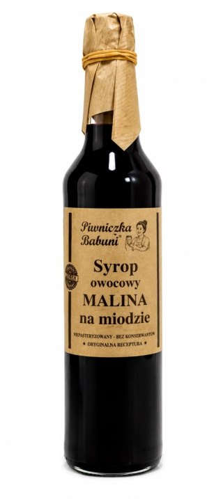SYROP MALINA NA MIODZIE 500ML PIWNICZKA BABUNI