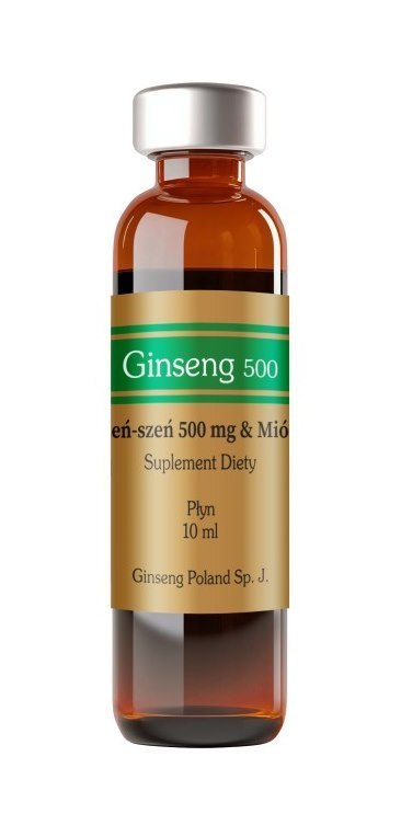 Ginseng 500 żeńszeń + miód 10x10ml fiolki (zielone) GINSENG POLAND