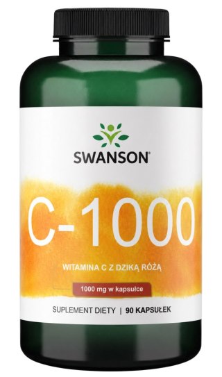 SWANSON Witamina C 1000mg, 90kaps. z dziką różą