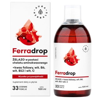 AURA HERBALS FerraDrop w płynie 500ml - żelazo + kwas foliowy