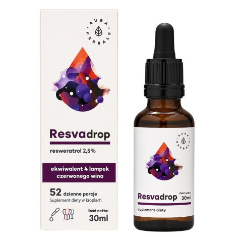 AURA HERBALS ResvaDrop 2,5% - resweratrol - krople 30ml