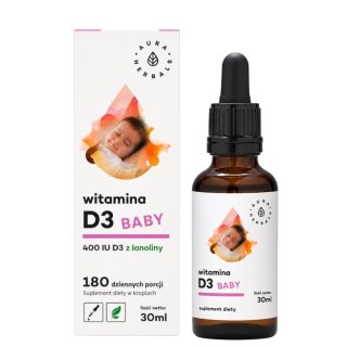 AURA HERBALS Witamina D3 Baby 400IU - krople 30ml